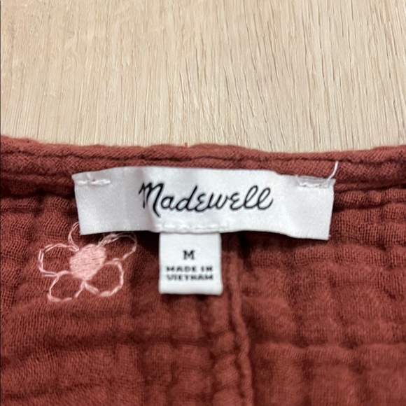 Madewell Size Medium Brown Floral Wrap Top - Picture 5 of 6